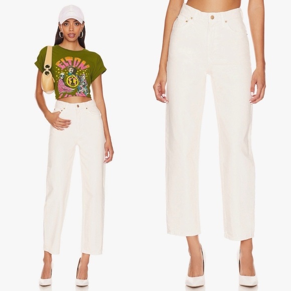 NEW! MOTHER- Snacks! High Waisted Double Stack Ankle Jeans Natural Size 25 - Picture 1 of 11